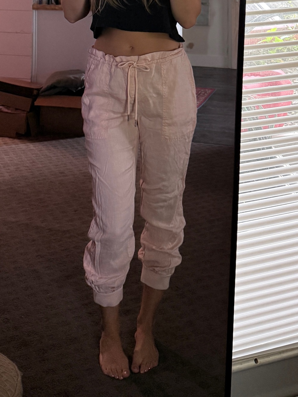Guess Light Pink Drawstring Jogger Pants